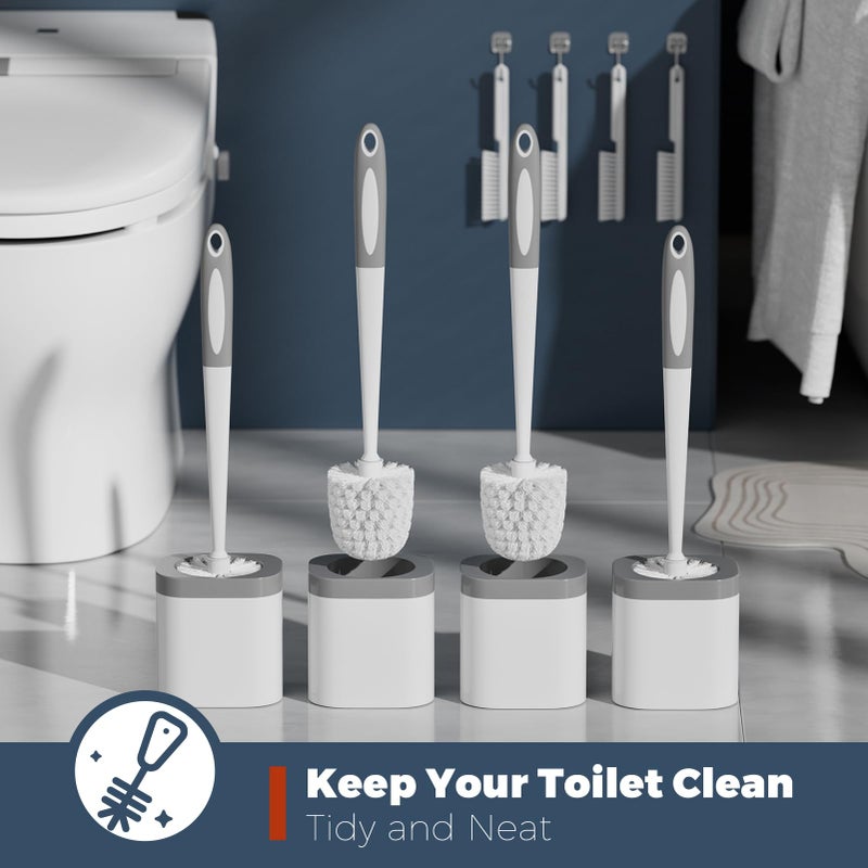 Holaloha Toilet Brush  4 Pack Toilet Brush and Holder Set Bathroom Accessories  Toilet Bowl Brush and Holder with 4 Crevice Brush for Bathroom  Toilet Scrubber Brush  White - Image 4